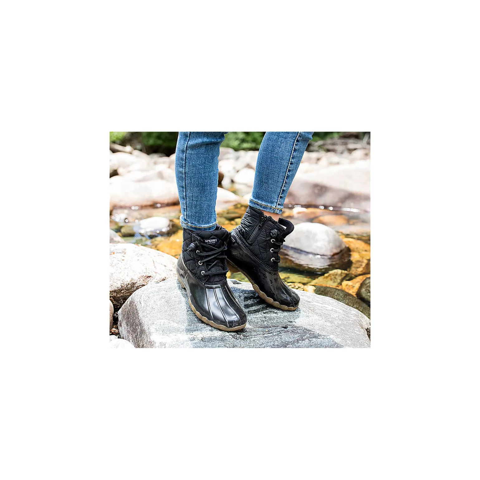 Big Kid (sizes 10.5 & up) | Boots*Sperry Big Kid's Saltwater Nylon Quilt Duck Boot Black