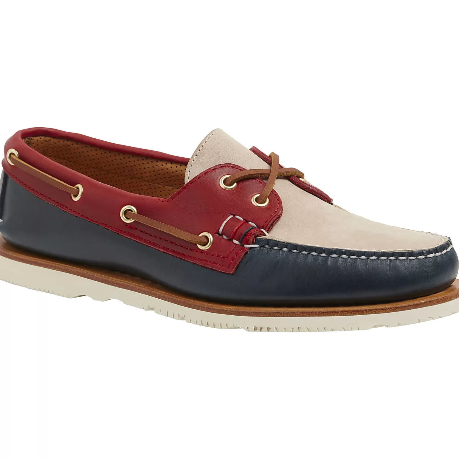 Handcrafted in Maine | Authentic Original Boat Shoe*Sperry Men's Gold Cup™ Authentic Original™ Handcrafted in Maine Tri-Tone Boat Shoe Navy/Red/Ivory