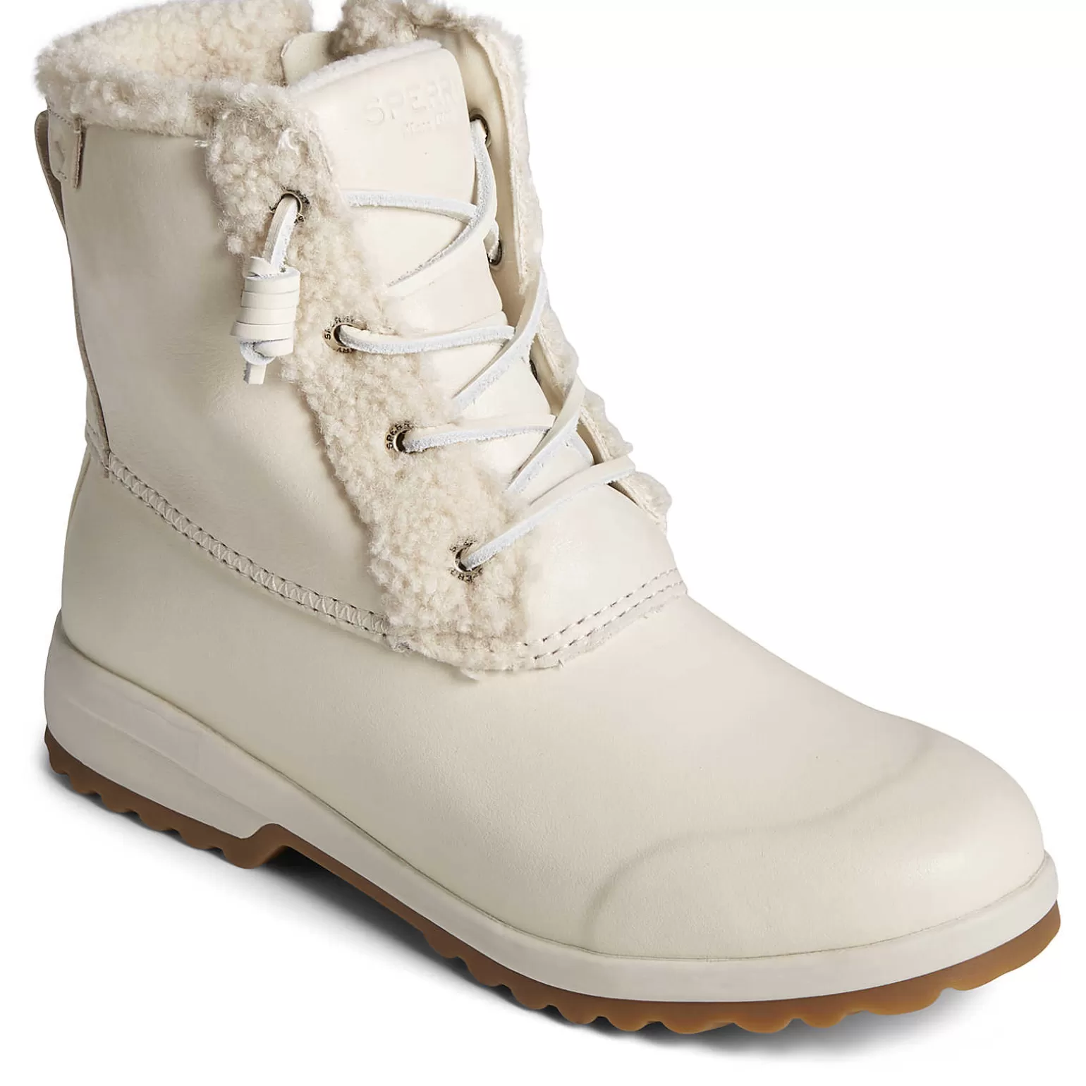 Sale | Boots*Sperry Women's Maritime Repel Teddy Trim Snow Boot Ivory