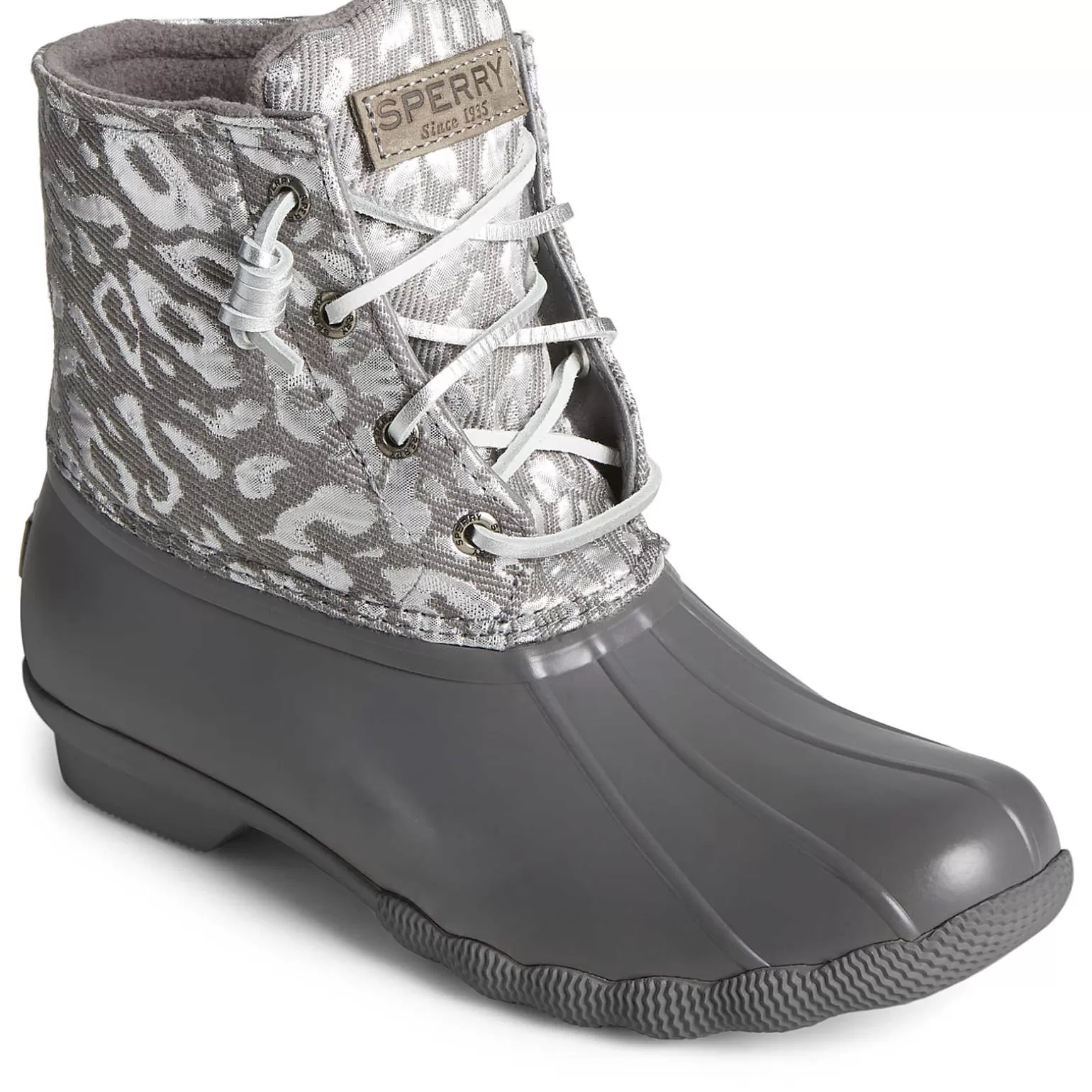 Saltwater Duck Boot | Sale*Sperry Women's Saltwater Metallic Jacquard Duck Boot Silver