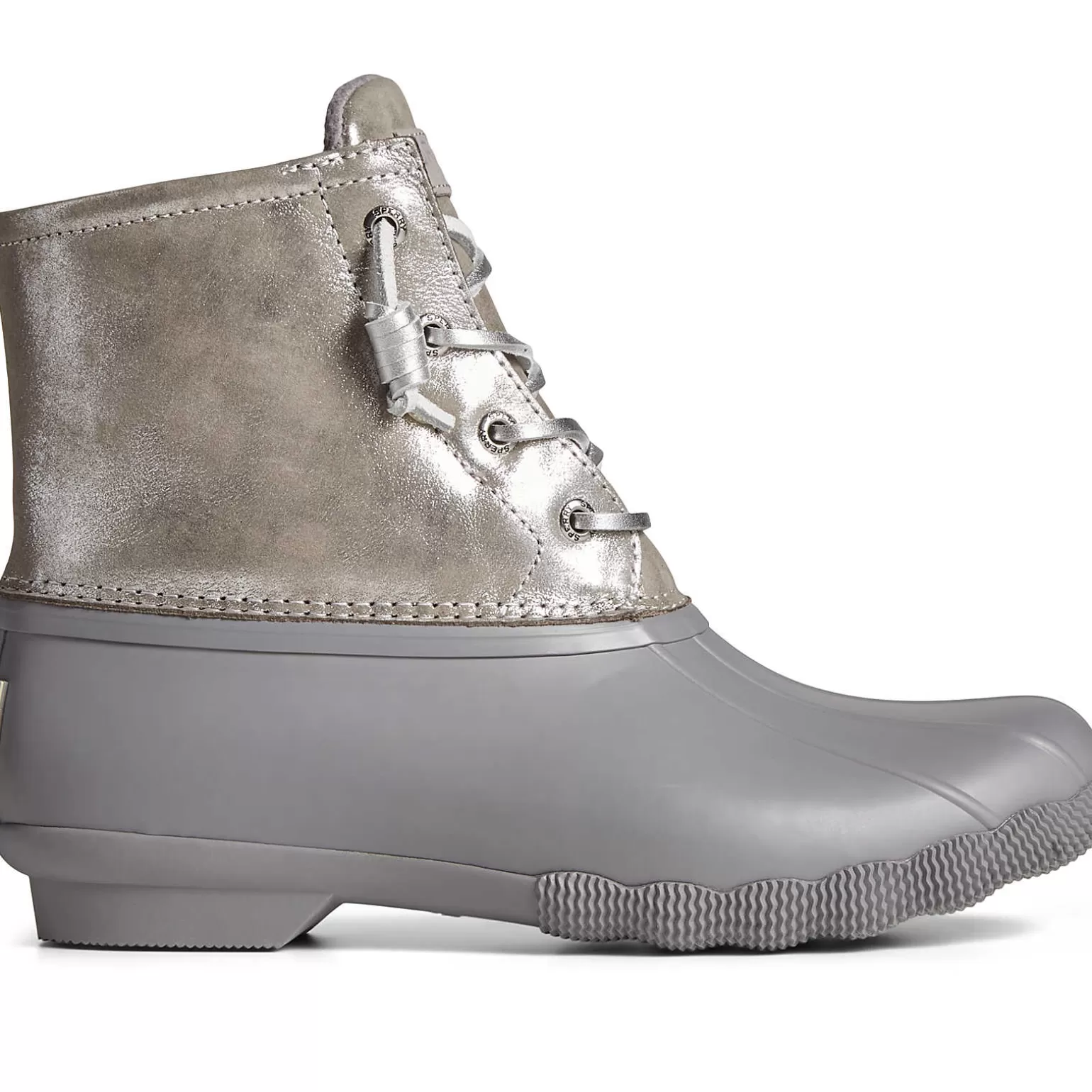 Saltwater Duck Boot | Sale*Sperry Women's Saltwater Metallic Leather Duck Boot Silver