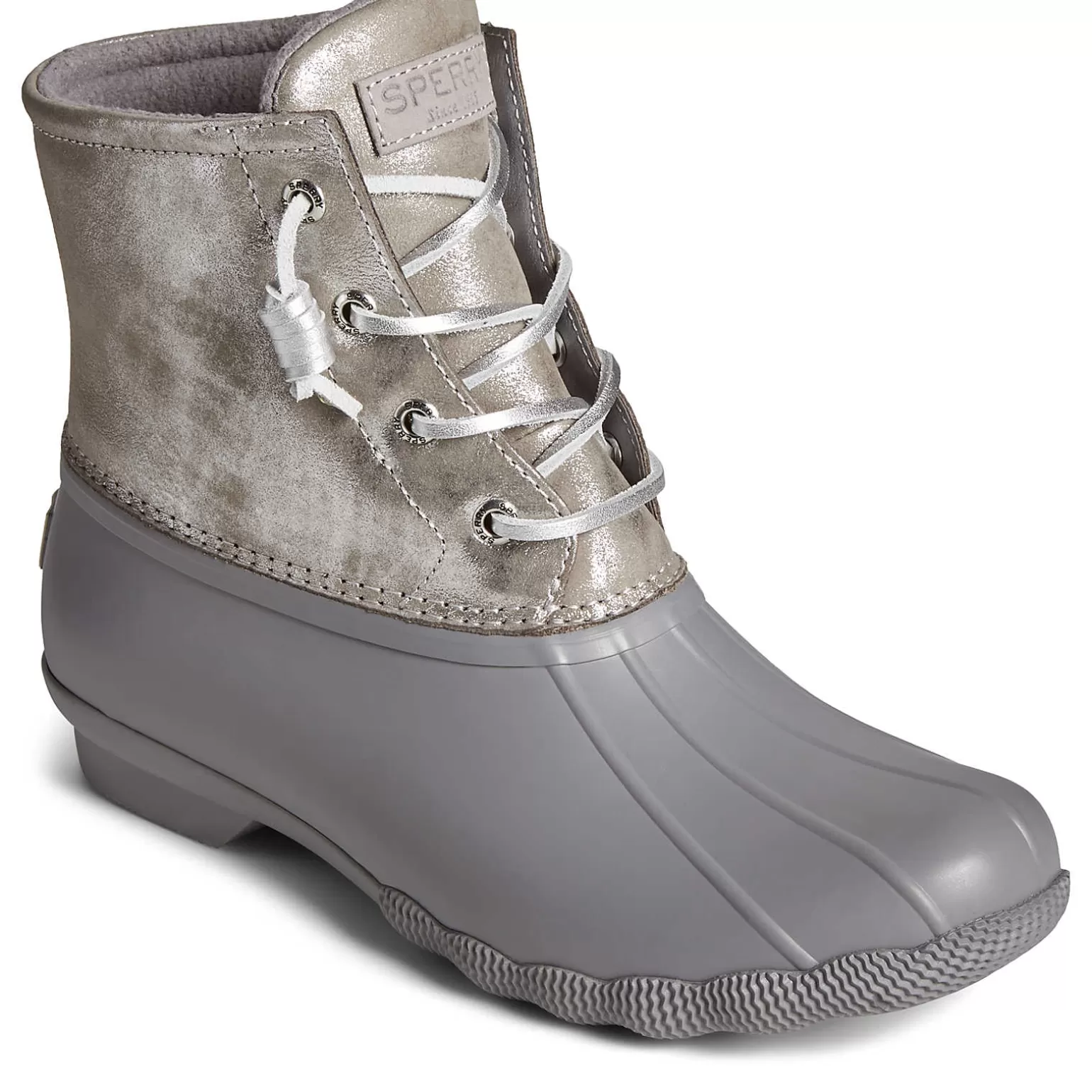 Saltwater Duck Boot | Sale*Sperry Women's Saltwater Metallic Leather Duck Boot Silver