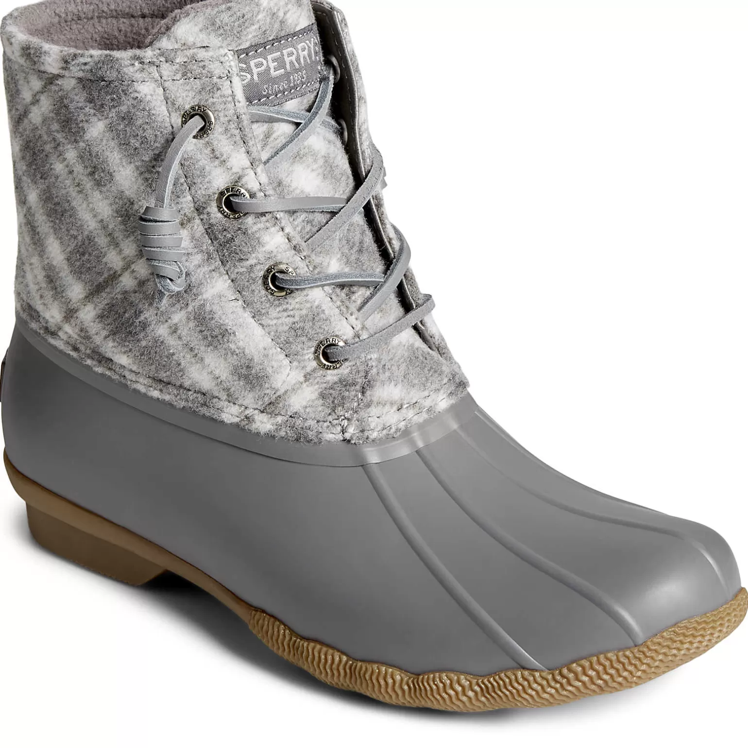 Saltwater Duck Boot | Sale*Sperry Women's Saltwater Plaid Wool Duck Boot Grey